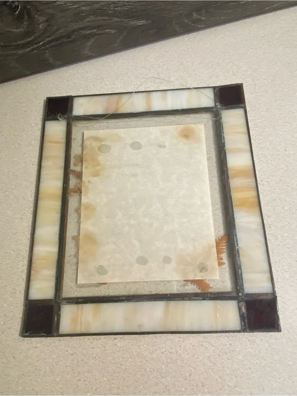 Vintage Wall Hanging Parents Creed Framed in Stained Glass Border